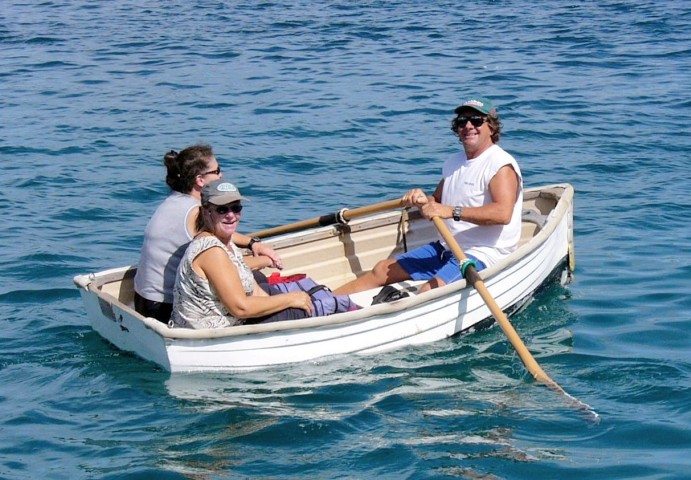 Pete rows Judi & Nina